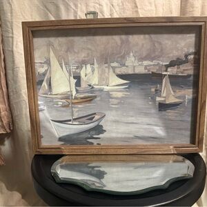 Threshold Art - Framed Nautical Painting with Sailboats- sold out